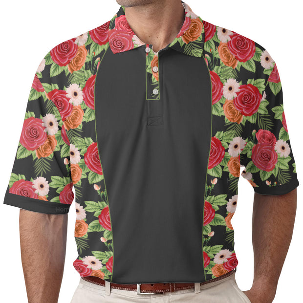 Tropical Roses Pattern - Polo QT309714
