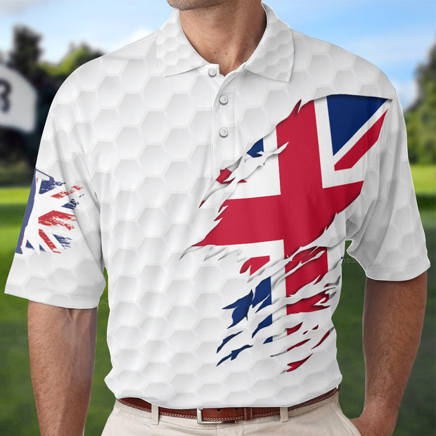 Golf Club United Kingdom Flag Polo Shirt, Great Britain Union Jack Polo Shirt, UK Golf Shirt For Men QT206238La