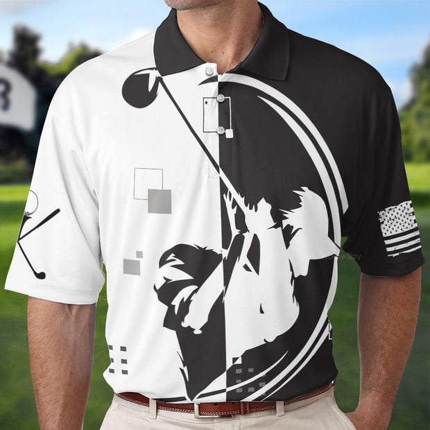 American Golfer Hard Swing US Flag Polo Shir QT305026La