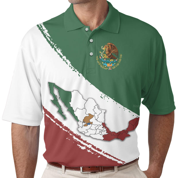 Mexico Short Sleeve Polo Shirt, Patriotic Mexican Polo Shirt, Best Mexico Shirt For Men QT303148La