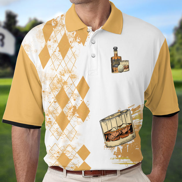 Personalized Yellow Plaid Pattern Golf Whisky And Take Naps Polo Shirt QT307209