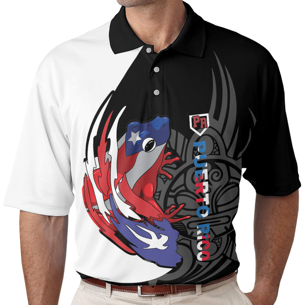 Coqui Puerto Rico Flag Polo Shirt, USA Shirt With Puerto Rico Flag, Puerto Rico State USA Shirt QT301264La