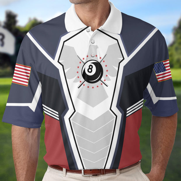 Eagle Billiards Polo Shirt, American Eagle Pool Shirt, Best Short Sleeve Billiards Polo Shirt For Men