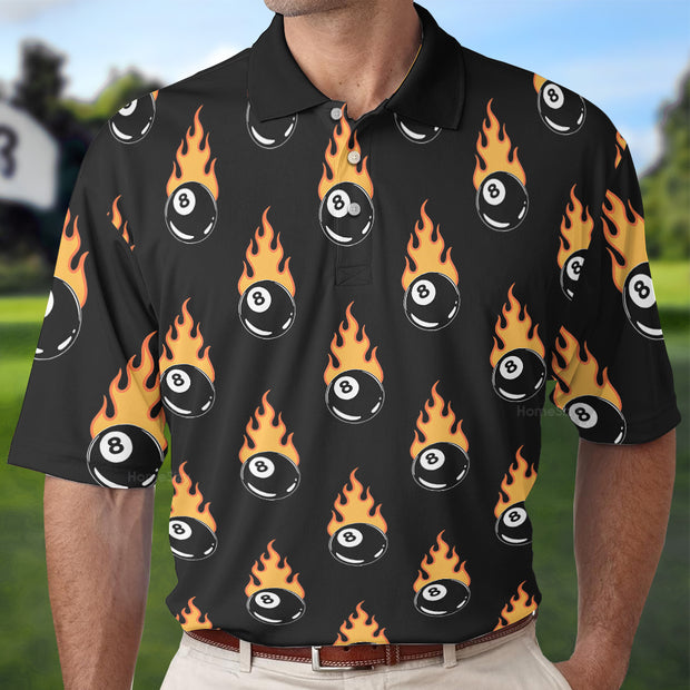 Flaming Basic Billiard 8 Ball Polo Shirt QT305768La