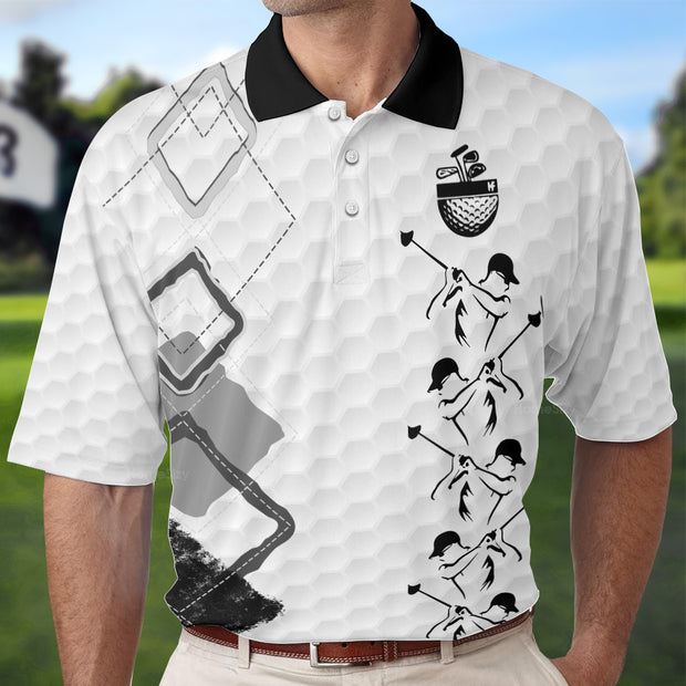 Old Guys Rule Golf Polo Shirt, Golf Texture Argyle Pattern Polo Shirt, Cool Golfing Shirt For Men QT207139La