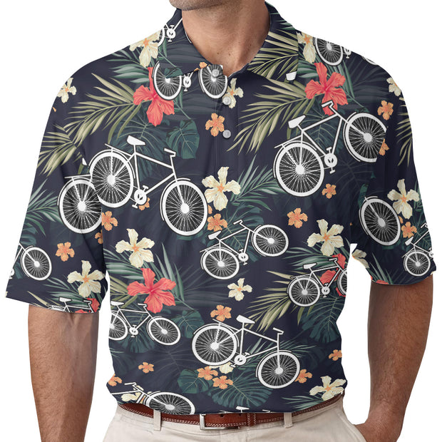 Tropical Cycling Themed Bike Polo Shirt QT306347La