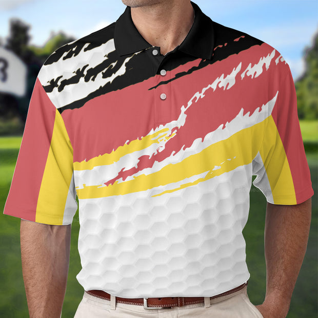Germany Flag Golf Texture Short Sleeve Polo Shirt