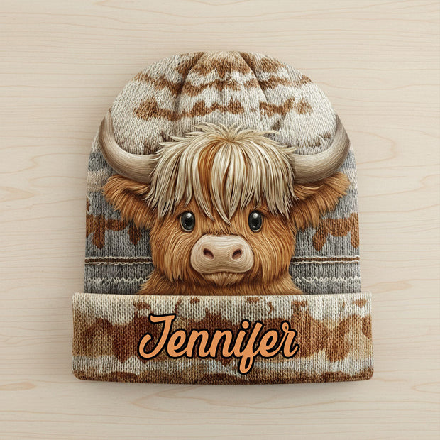Cute Highland Cow - Personalized Beanie Hat