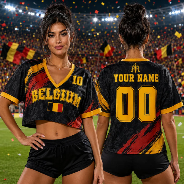 Belgium Soccer Crop Top Jersey - Personalized Croptop Jersey - Gifts For Football Lovers, Sports Fans