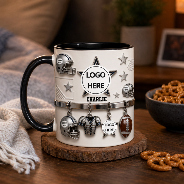 Game Day Football Mug - Personalized Accent Mug - Gift For American Football Fans, Sports Fans, Sports Lovers