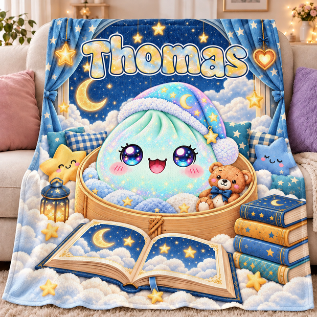 Dumpling Squishy Night Book Adventure Christmas Gift For Kids, For Daughter, For Son - Personalized Blanket