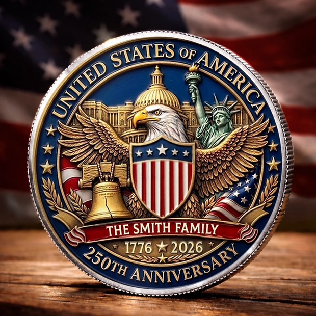 America 250th Anniversary Generations Of American Pride - Personalized Commemorative Keepsake Coin - 250th Anniversary Gift CT01