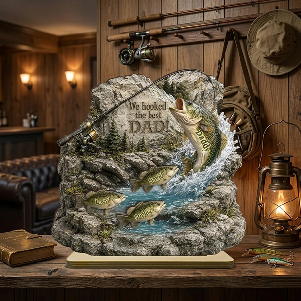 We Hooked The Best Dad Custom Name Gift For Fishing Lovers - Personalized Wooden Plaque