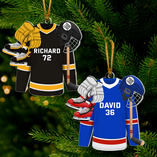 Hockey Jersey with Custom Team  - Personalized Acrylic Ornament - Gift For Sport Lovers