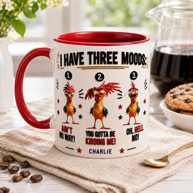 I Have Three Moods - Personalized Accent Mug - Gift For Farmers