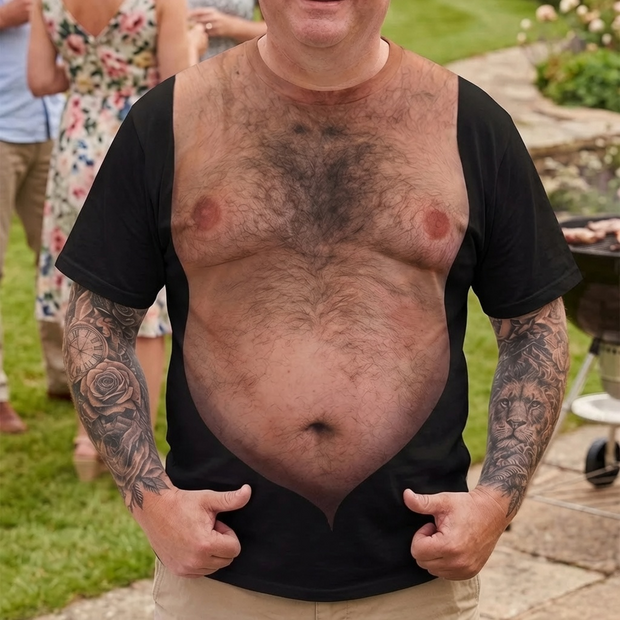 Funny Hairy Chest Illusion  - Personalized AOP Tshirt - Halloween Gift For Him
