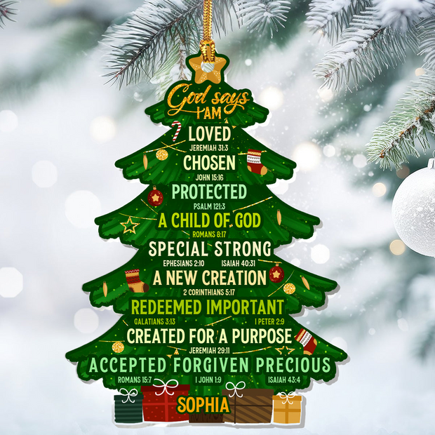 God Says I Am Loved - Personalized Acrylic Ornament TD118