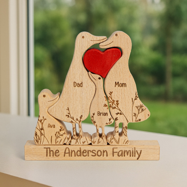 Duck Family - Personalized Wooden Puzzle - Gift For Family CT01