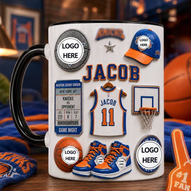 Game Night Basketball - Personalized Accent Mug - Gift For Basketball Fans