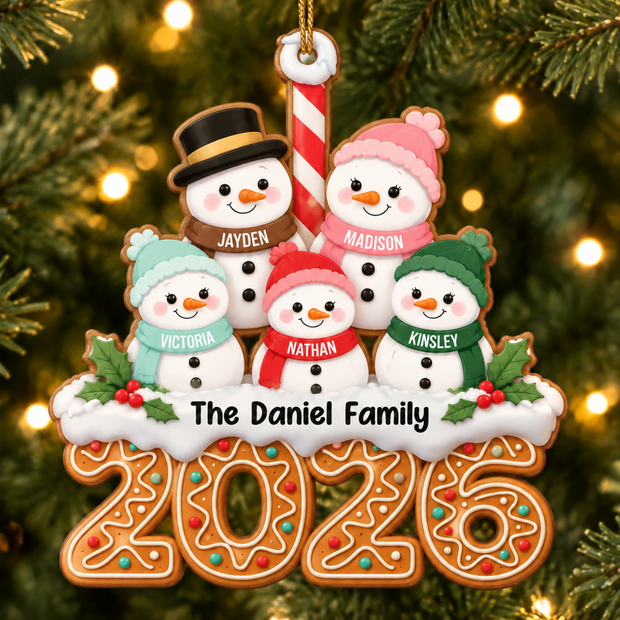 2026 Snowball Family Gingerbread  Christmas Gifts - Personalized Acrylic Ornament