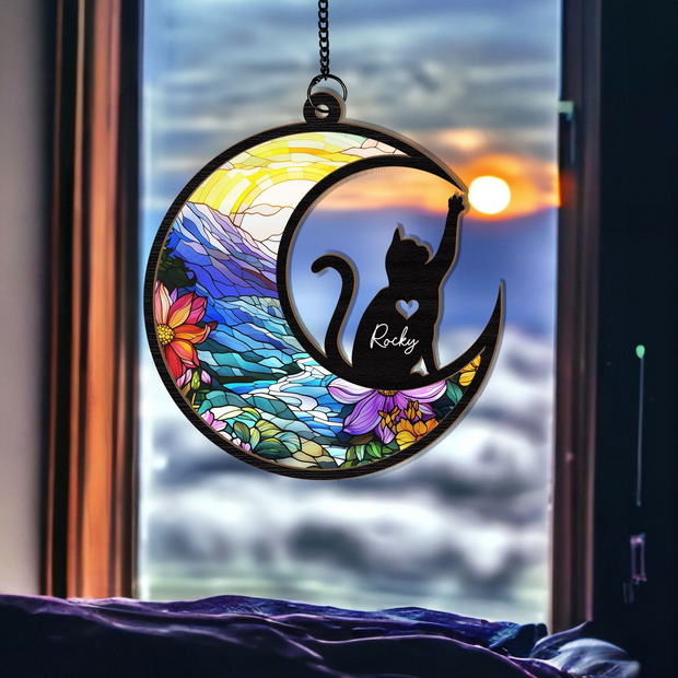 Pet Loss Dog Or Cat - Personalized Window Hanging Suncatcher - Memorial Gift For Dog Or Cat Owner HN02