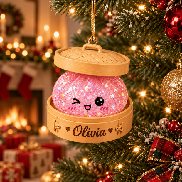 Glitter Dumpling Christmas Ornament Gift For Daughter, Son, Grandkids - Personalized Acrylic Ornament
