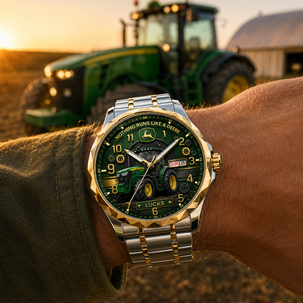 Tractor Heritage Watch - Personalized Men's Wrist Watch - Gift For Farmers