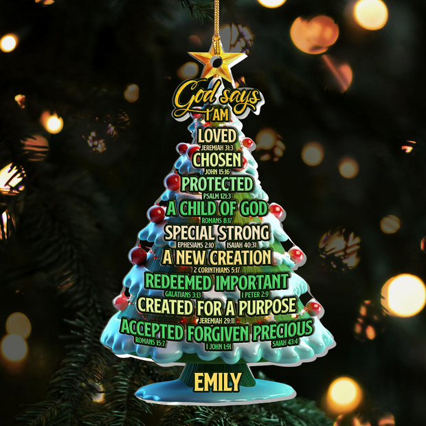 God Says I Am Loved - Personalized Acrylic Ornament TD118