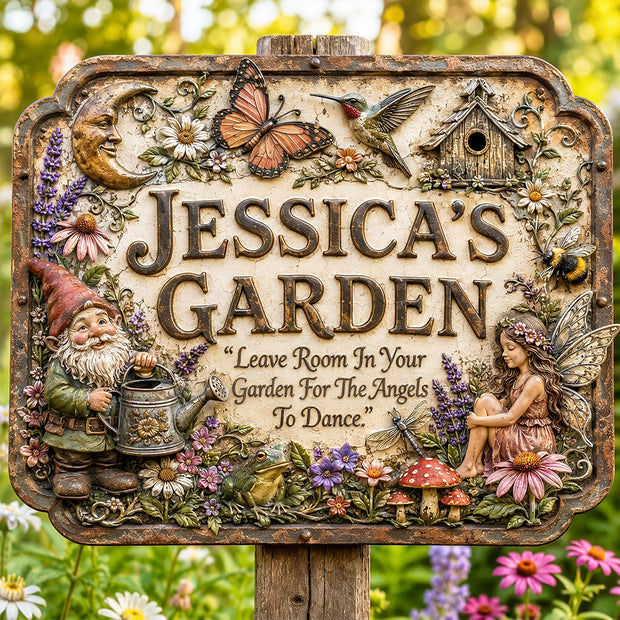 Leave Room In Your Garden For The Angles To Dance - Personalized  Metal Sign - Gift For Garden Lovers