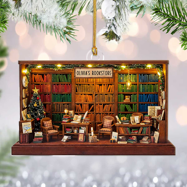 My Little Bookshop - Personalized Acrylic Ornament - Christmas Gift For Book Lovers HH01
