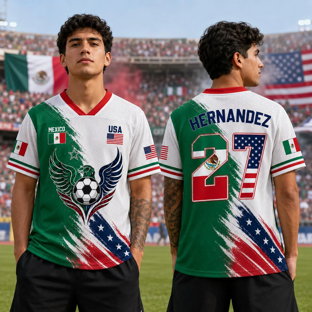 Split Mexico USA Half & Half - Personalized Soccer Jersey - Gift For Football Lovers, World Cup