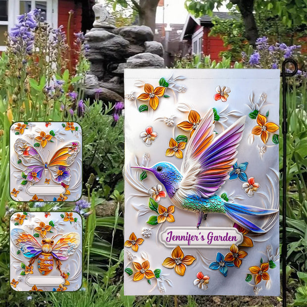 Stunning Butterfly Dragonfly Bee Hummingbird   - Personalized Flag - Gift For Grandma