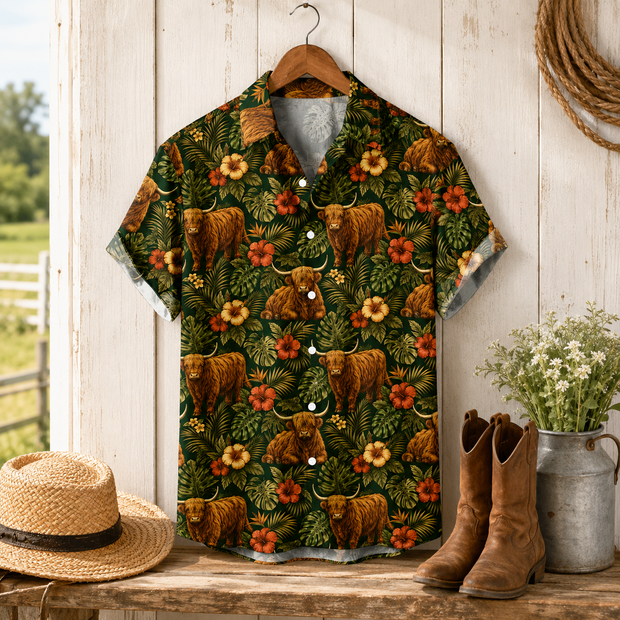 Highland Cow -Personalized Hawaiian Shirt - Gift For Farmers