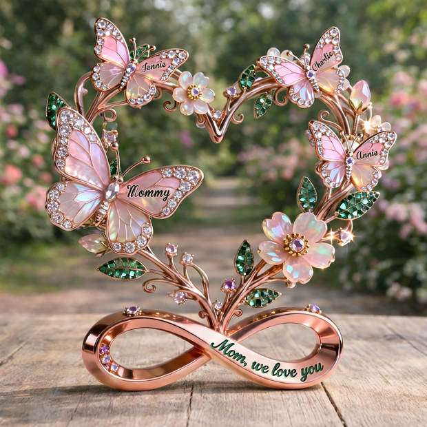 Stunning Butterflies On Mom Heart - Personalized Acrylic Plaque - Gift For Mother's Day CT01