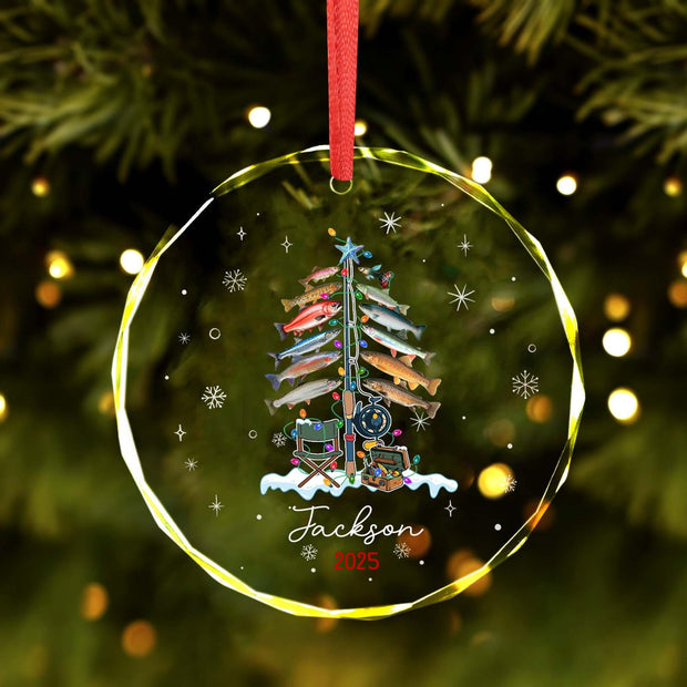 Xmas Tree Decor - Personalized Glass Ornament - Christmas Gift For Fishing Lovers, Fishing Man HN02