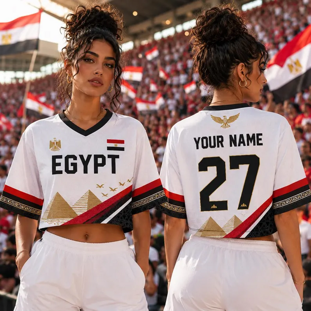 Egypt Inspired Country Soccer Game Day Outfit - Personalized Croptop Jersey - Gifts For Football Lovers, Sports Fans