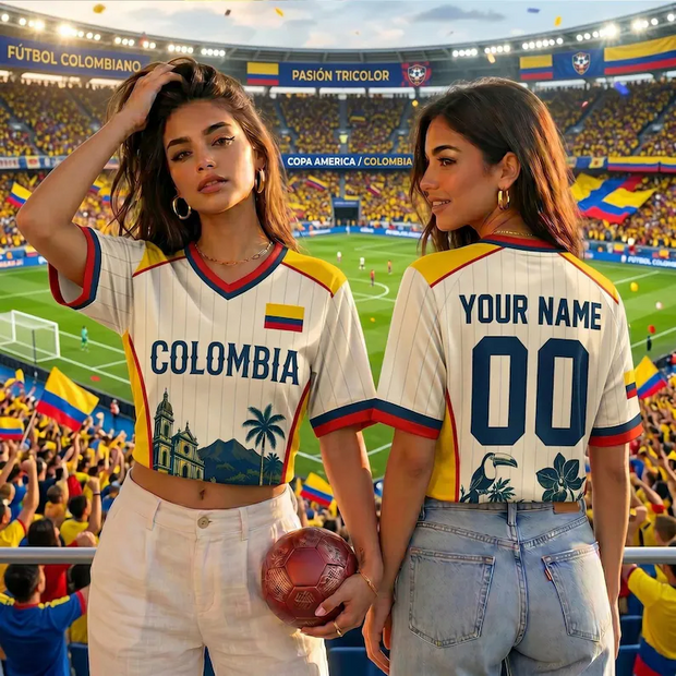 Colombia Soccer Crotop - Personalized Croptop Jersey - Gifts For Football Lovers, Sports Fans