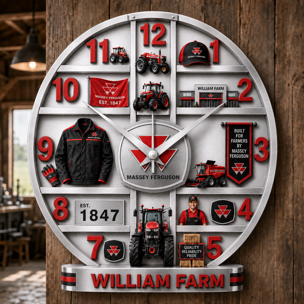 Farm Machinery Heritage - Personalized Wall Hanging Clock - Gift For Farmers