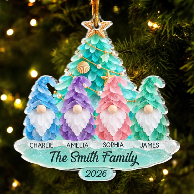 Holiday Magic By The Sea Custom Name Christmas Gift For Family - Personalized Acrylic Ornament
