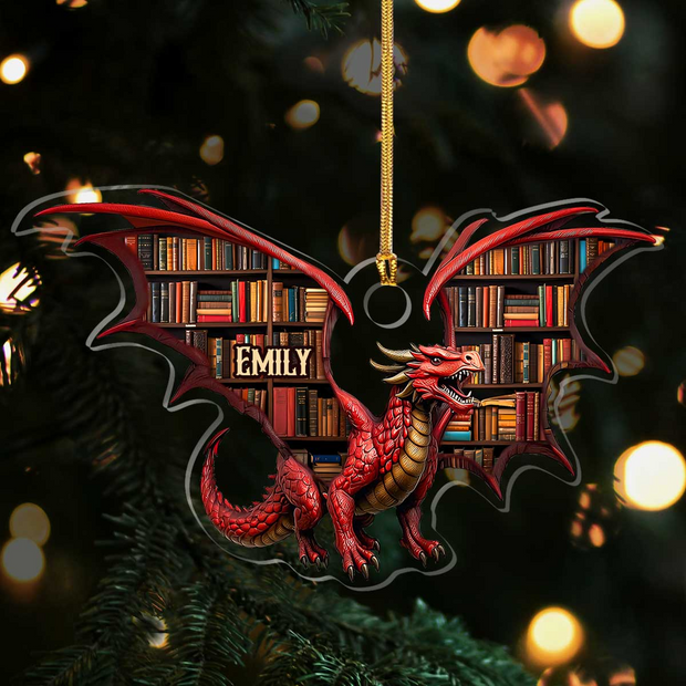 My Book Dragon - Personalized Acrylic Ornament - Christmas Gift For Book Lovers HH01