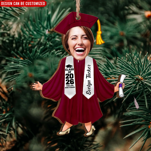 Custom Photo Funny Graduation Gift For Friends, Kids - Personalized Wooden Ornament
