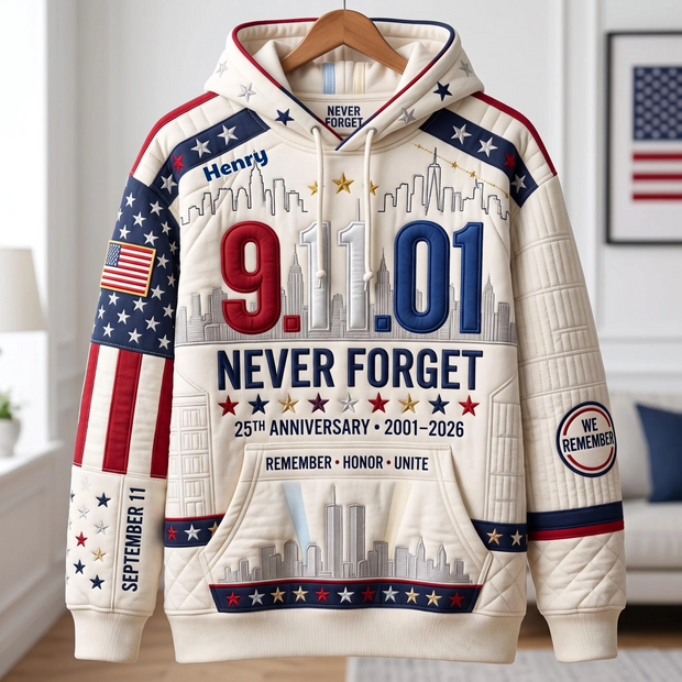 September 11  Never Forget 25th Anniversary Memorial - Personalized  AOP Hoddie