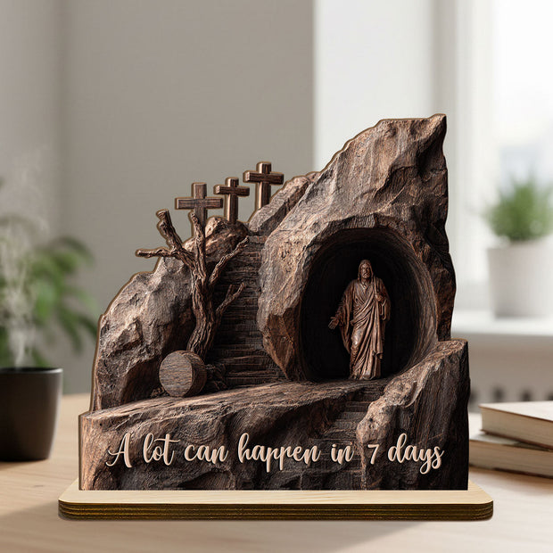 A Lot Can Happen In 7 Days - Shaped Wooden Plaque - Christian Gift For Him BA01