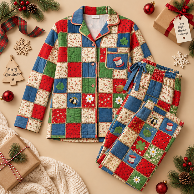 Patchwork Sleepwear Gift For Sewing Lovers - Personalized Pajama Set