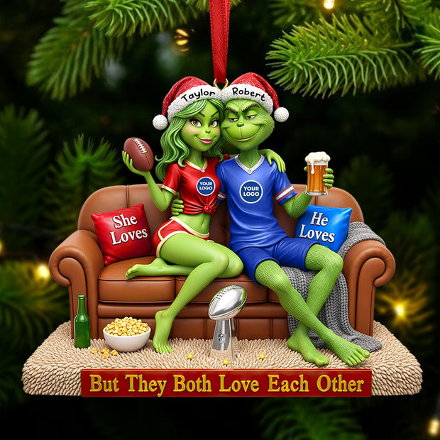 But They Both Love Each Other  - Personalized Acrylic Ornament - Gift For Football Fans