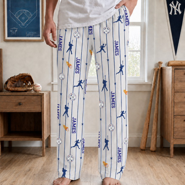 Baseball Pinstripe Lounge Pants - Personalized Lounge Pants - Gift For Baseball Fasns, Sports Lovers, Sport Fans