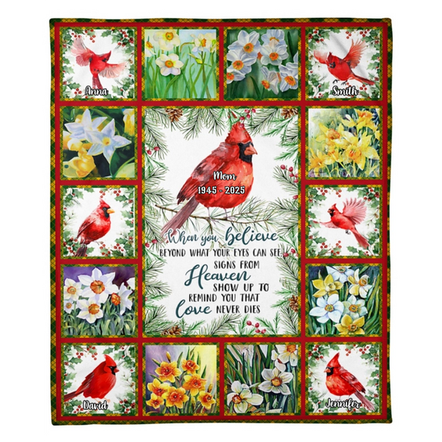 Signs From Heaven Show Up To Remind You That Love Never Dies - Cardinal Blanket - Christmas Gift For Family, Memorial Human HH01