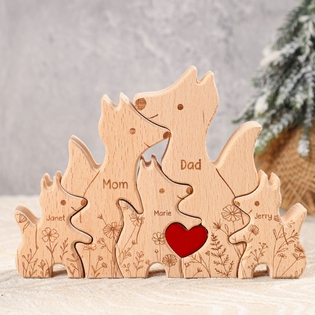 Fox Family - Personalized Wooden Puzzle - Gift For Family CT01