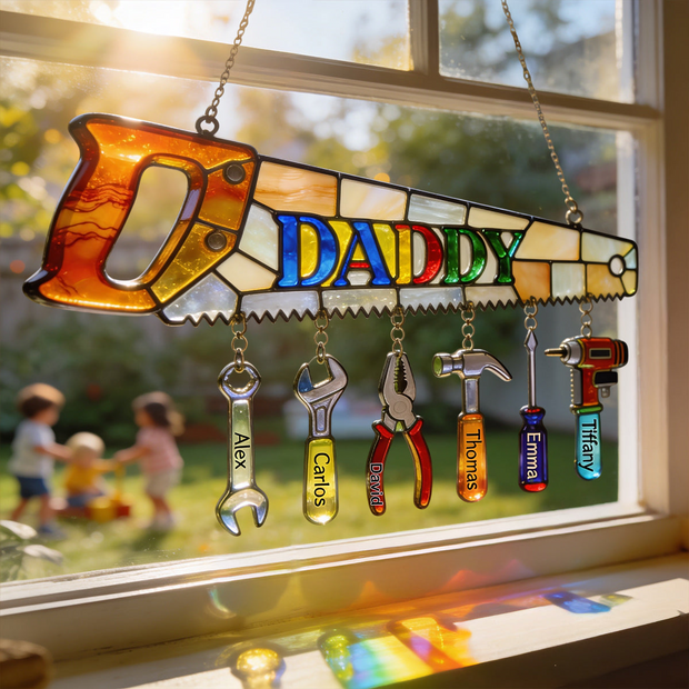 Best Dad Ever - Personalized Acrylic Suncatcher Ornament - Gift For Dad