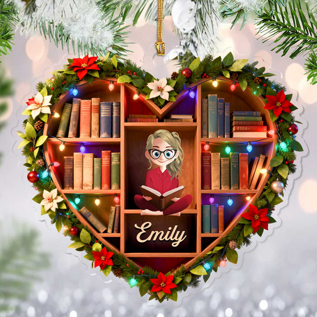 My Beloved Bookshelf - Personalized Acrylic Ornament - Christmas Gift For Book Lovers, Her | CLB2 HH01